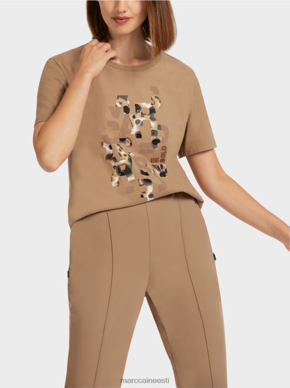 Marc Cain Riietus leopardi ja kirjatrükiga t-särk J8DT1433 kerge kohv