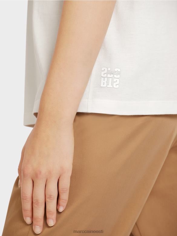 Marc Cain Riietus leopardi ja kirjatrükiga t-särk J8DT1436 määrdunudvalge