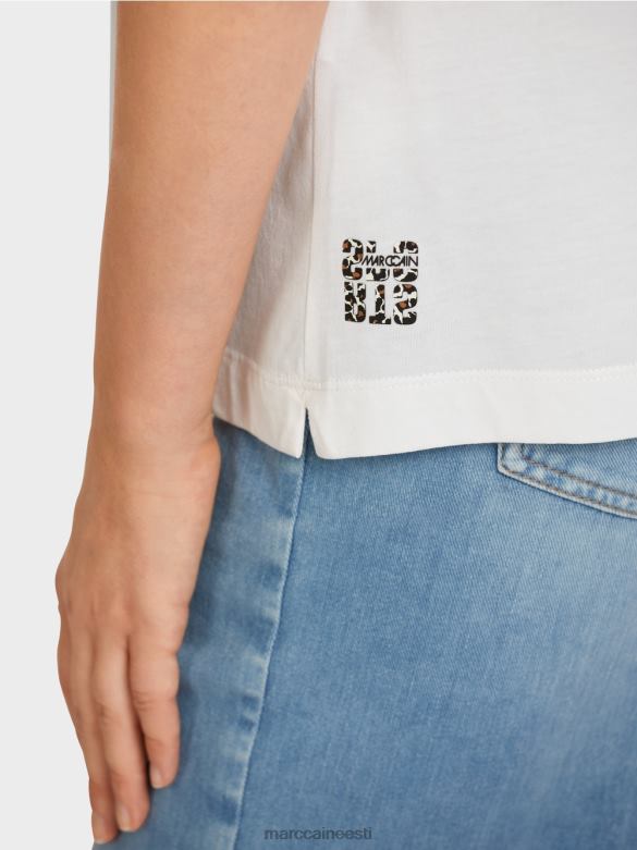 Marc Cain Riietus leopardipea motiiviga t-särk J8DT1425 määrdunudvalge