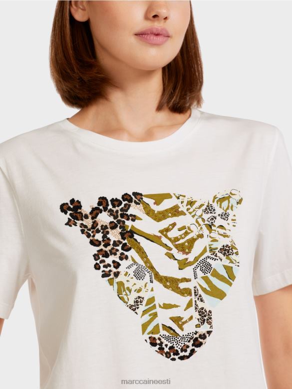 Marc Cain Riietus leopardipea motiiviga t-särk J8DT1425 määrdunudvalge