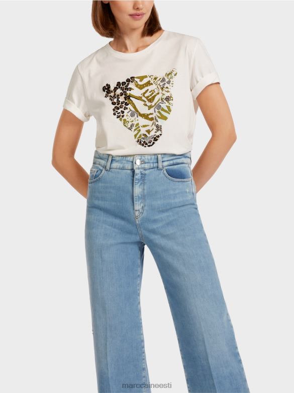 Marc Cain Riietus leopardipea motiiviga t-särk J8DT1425 määrdunudvalge