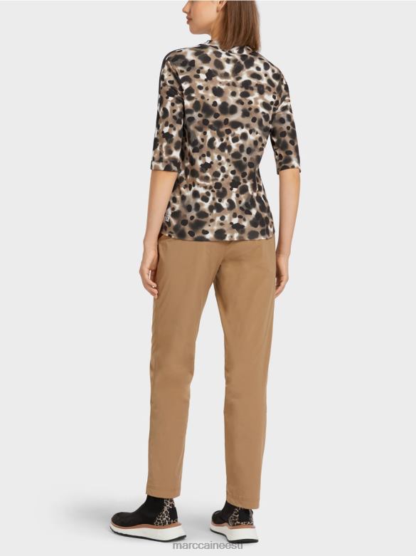 Marc Cain Riietus leopardisainiga soonik T-särk J8DT1432 kerge kohv