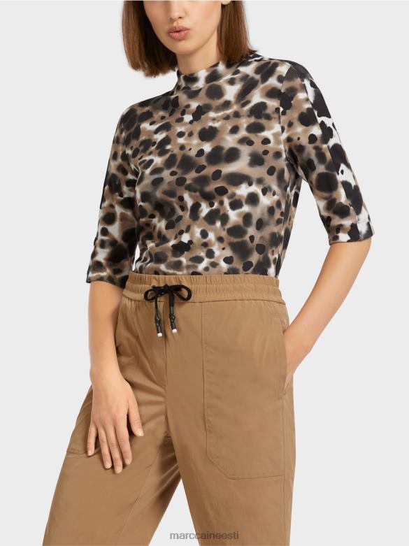 Marc Cain Riietus leopardisainiga soonik T-särk J8DT1432 kerge kohv