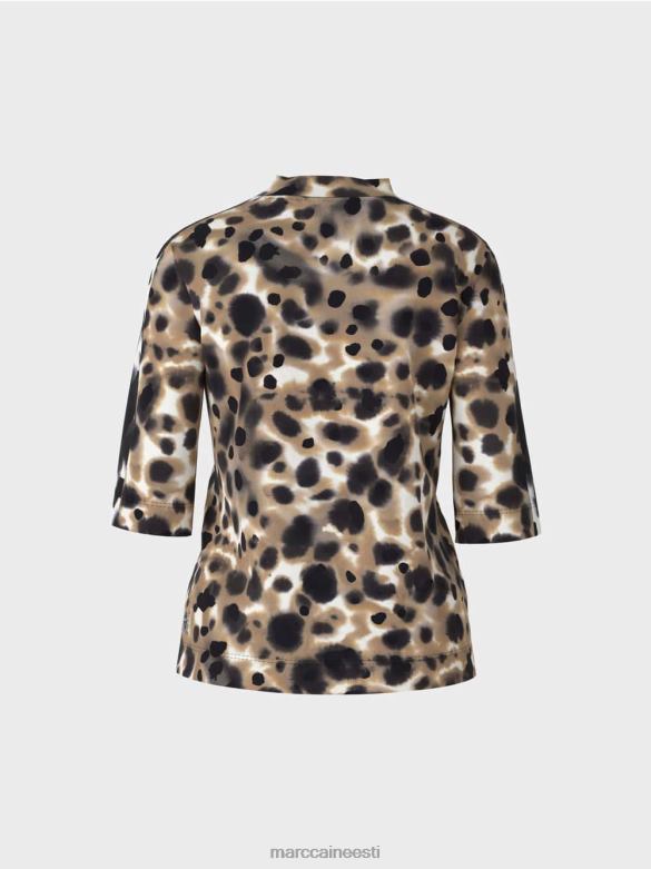 Marc Cain Riietus leopardisainiga soonik T-särk J8DT1432 kerge kohv