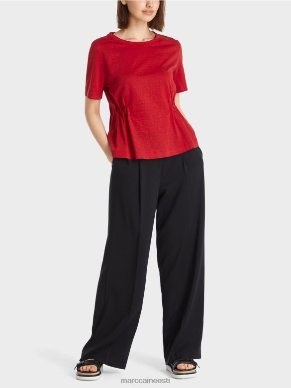 Marc Cain Riietus liibuv linane T-särk J8DT1378 sügav punane