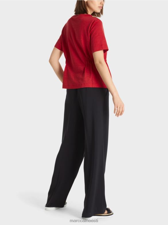 Marc Cain Riietus liibuv linane T-särk J8DT1378 sügav punane