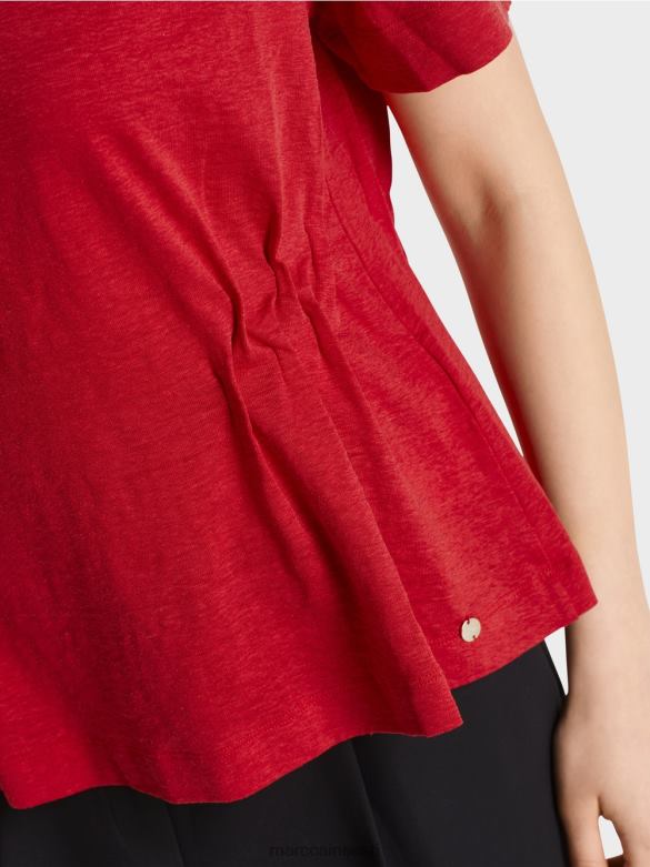 Marc Cain Riietus liibuv linane T-särk J8DT1378 sügav punane