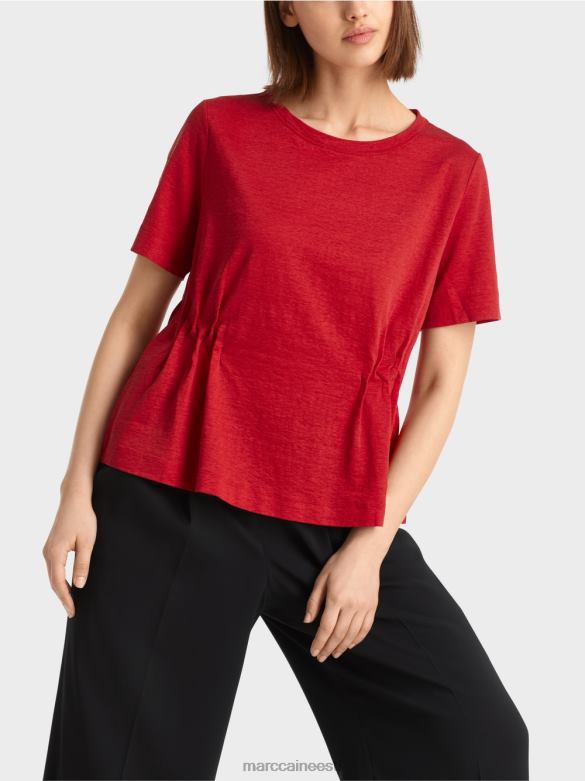 Marc Cain Riietus liibuv linane T-särk J8DT1378 sügav punane