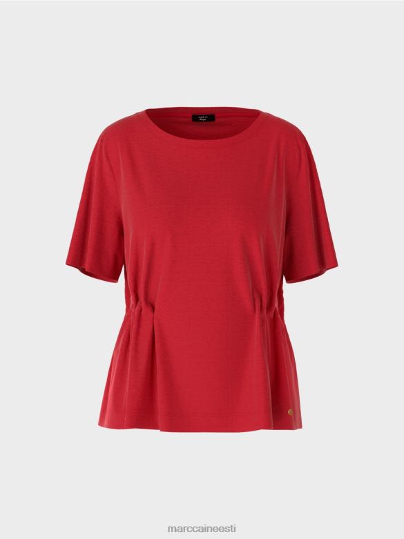 Marc Cain Riietus liibuv linane T-särk J8DT1378 sügav punane