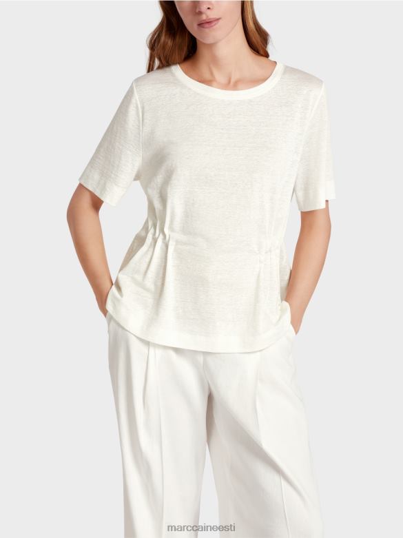 Marc Cain Riietus liibuv linane T-särk J8DT1379 määrdunudvalge