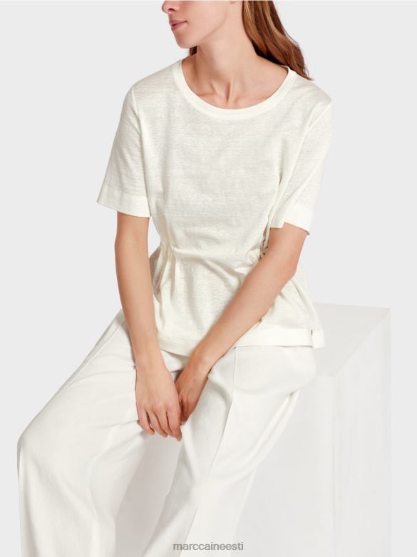 Marc Cain Riietus liibuv linane T-särk J8DT1379 määrdunudvalge