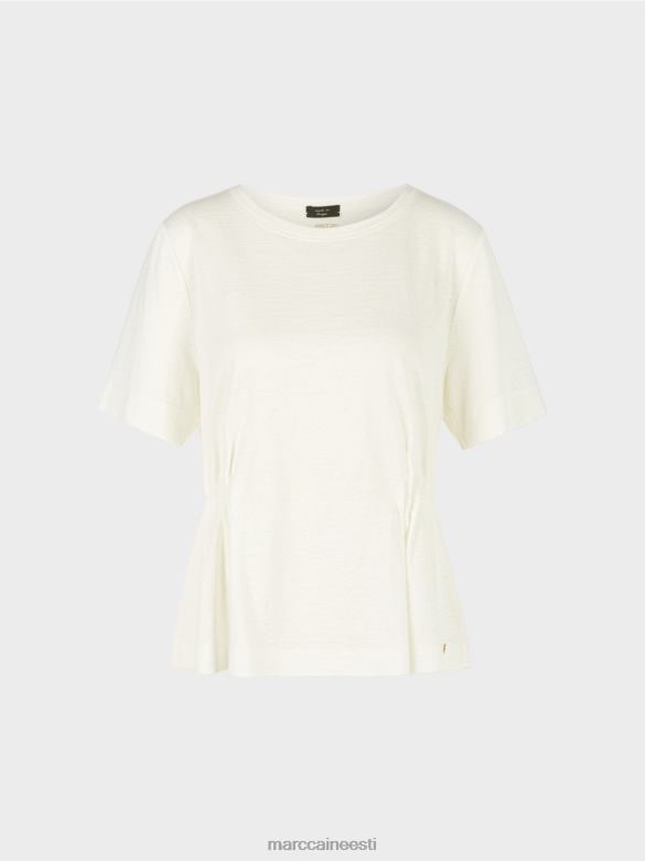 Marc Cain Riietus liibuv linane T-särk J8DT1379 määrdunudvalge