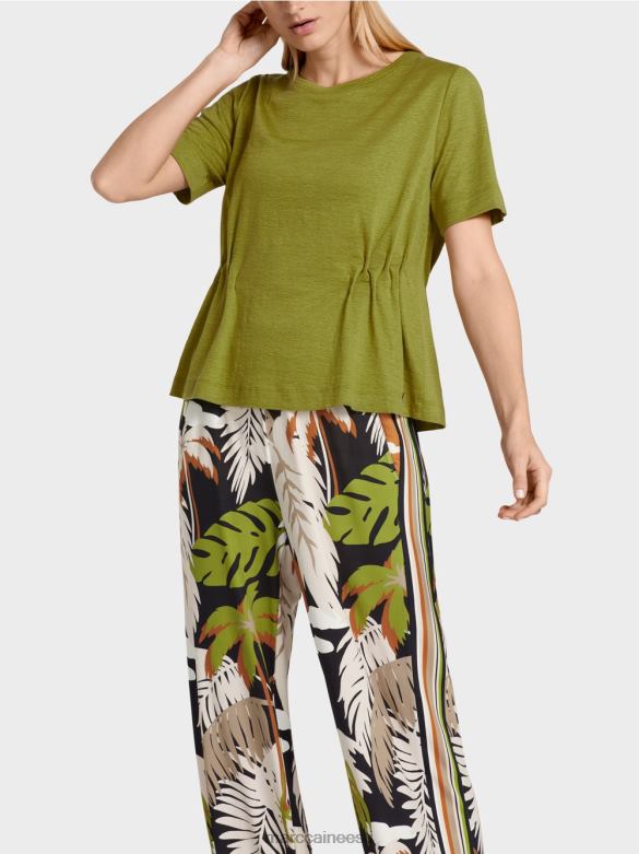 Marc Cain Riietus liibuv linane T-särk J8DT1406 sügav oliiviroheline