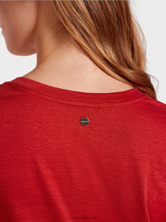Marc Cain Riietus linasegust t-särk J8DT1377 sügav punane