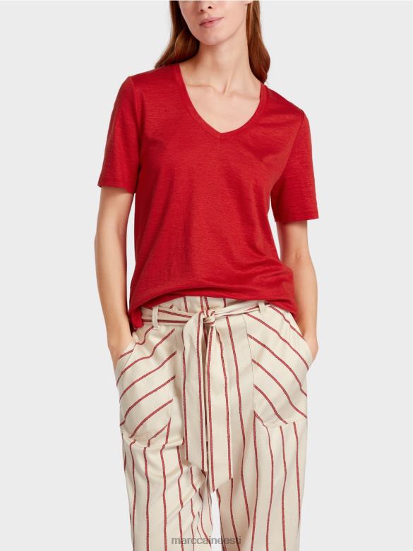Marc Cain Riietus linasegust t-särk J8DT1377 sügav punane