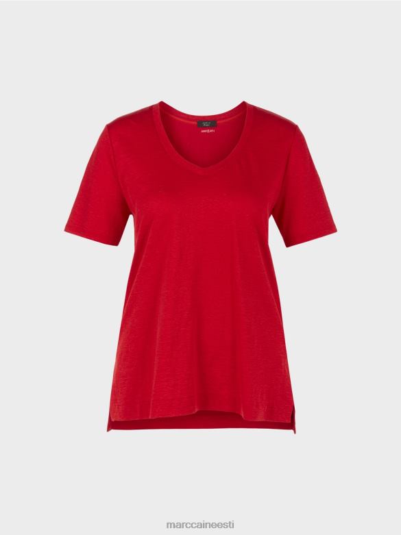 Marc Cain Riietus linasegust t-särk J8DT1377 sügav punane
