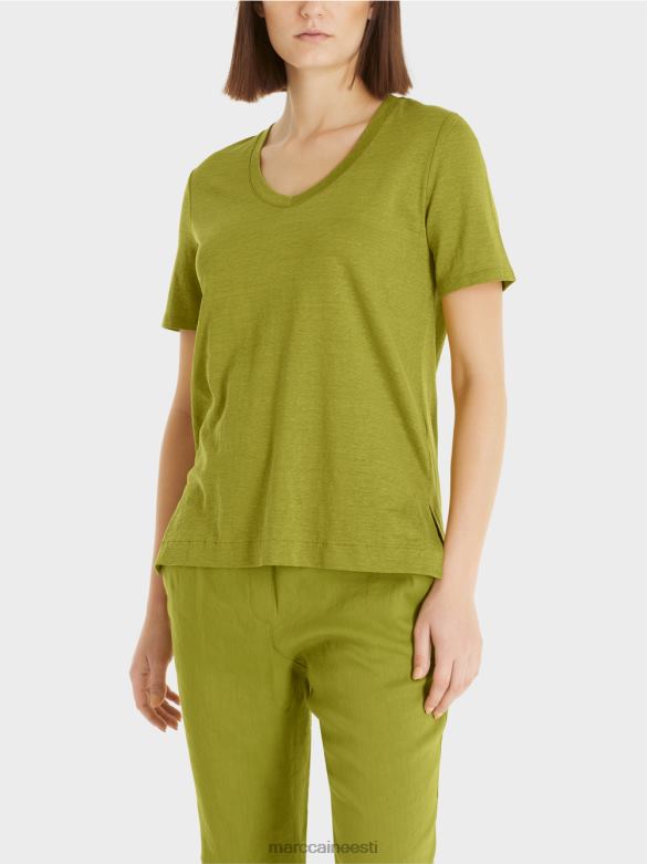 Marc Cain Riietus linasegust t-särk J8DT1398 sügav oliiviroheline