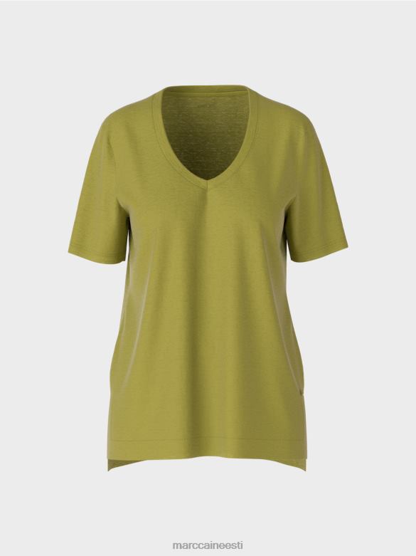 Marc Cain Riietus linasegust t-särk J8DT1398 sügav oliiviroheline