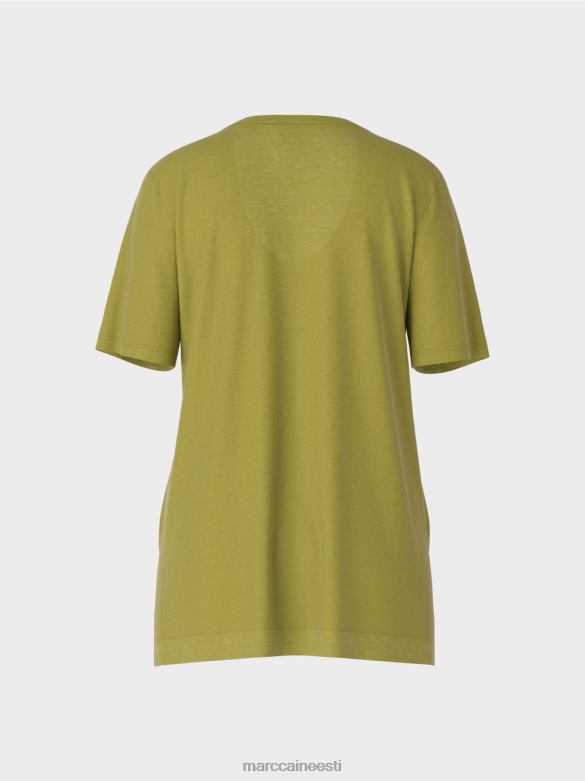 Marc Cain Riietus linasegust t-särk J8DT1398 sügav oliiviroheline