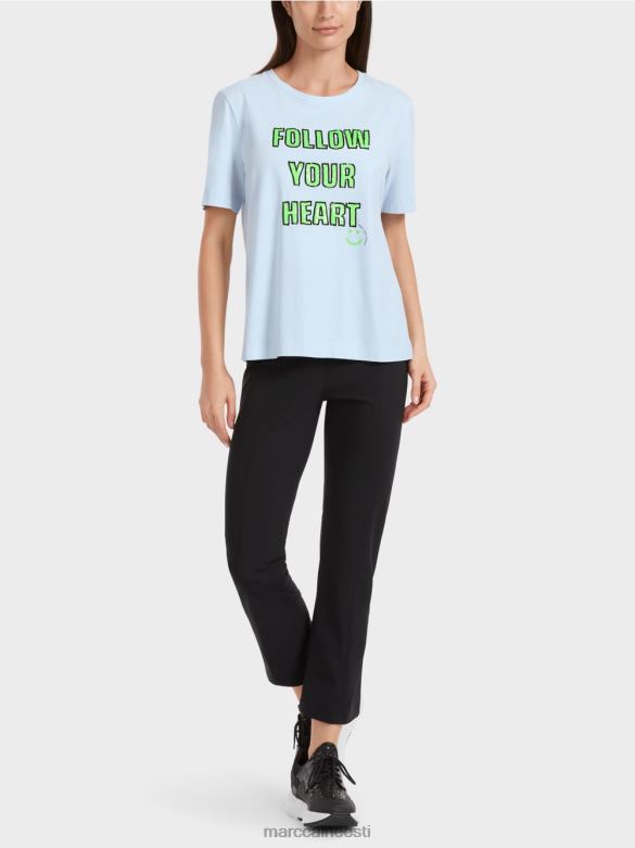 Marc Cain Riietus litrite motiiviga t-särk J8DT1301 pehme pulber sinine