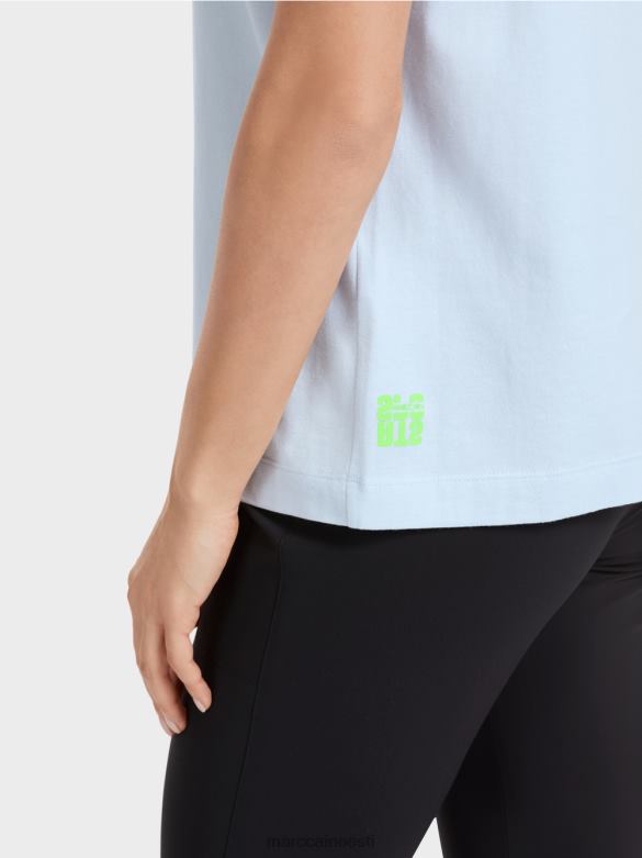 Marc Cain Riietus litrite motiiviga t-särk J8DT1301 pehme pulber sinine