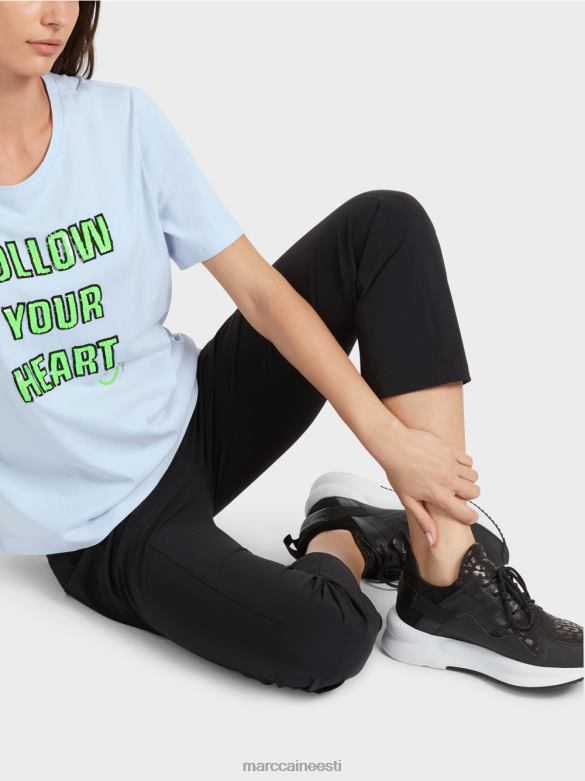 Marc Cain Riietus litrite motiiviga t-särk J8DT1301 pehme pulber sinine