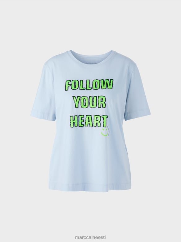 Marc Cain Riietus litrite motiiviga t-särk J8DT1301 pehme pulber sinine
