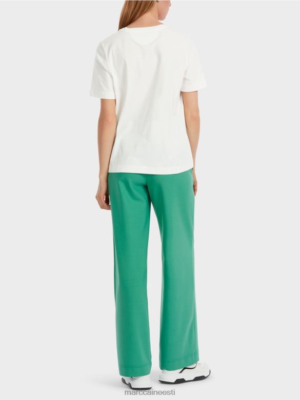 Marc Cain Riietus \"mõtle koos ümber\" säraga t-särk J8DT1229 määrdunudvalge