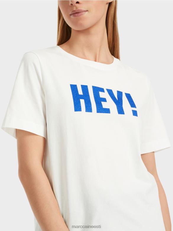 Marc Cain Riietus \"mõtle koos ümber\" säraga t-särk J8DT1229 määrdunudvalge