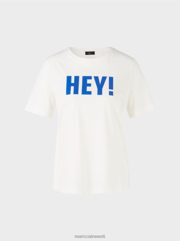 Marc Cain Riietus \"mõtle koos ümber\" säraga t-särk J8DT1229 määrdunudvalge