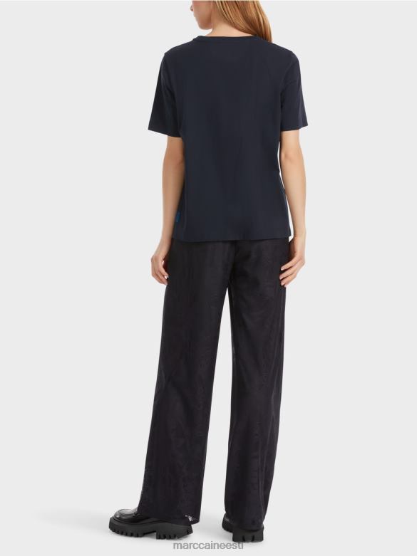 Marc Cain Riietus \"mõtle koos ümber\" säraga t-särk J8DT1240 kesköösinine
