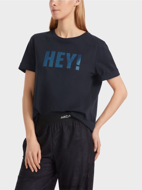 Marc Cain Riietus \"mõtle koos ümber\" säraga t-särk J8DT1240 kesköösinine