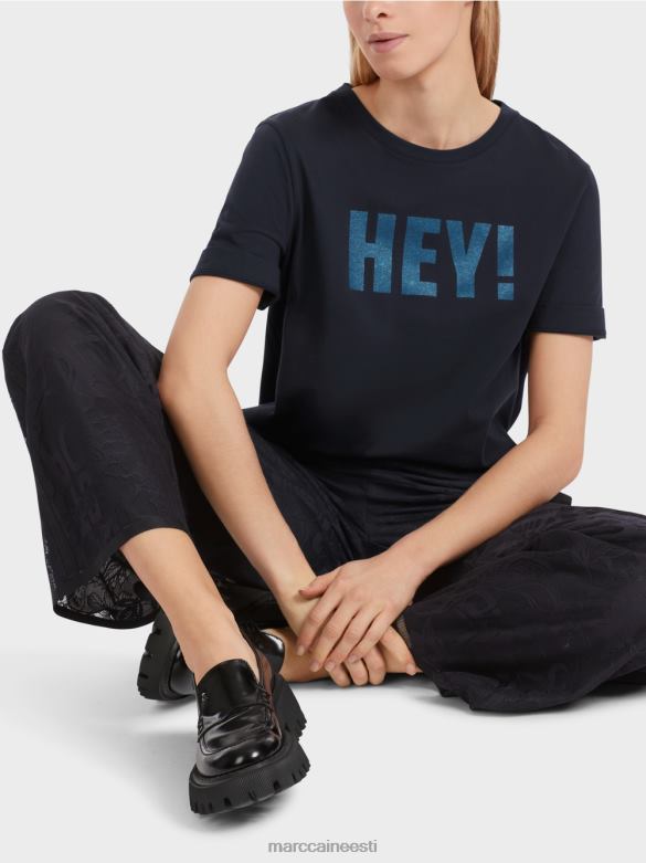 Marc Cain Riietus \"mõtle koos ümber\" säraga t-särk J8DT1240 kesköösinine