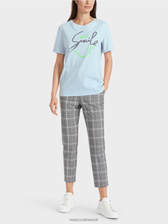 Marc Cain Riietus "mõtle koos ümber" säraga t-särk J8DT1303 pehme pulber sinine