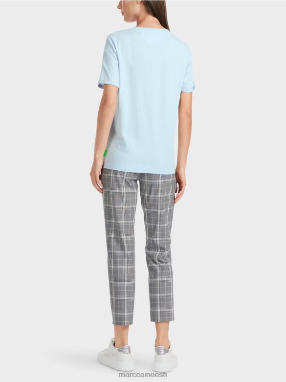 Marc Cain Riietus \"mõtle koos ümber\" säraga t-särk J8DT1303 pehme pulber sinine