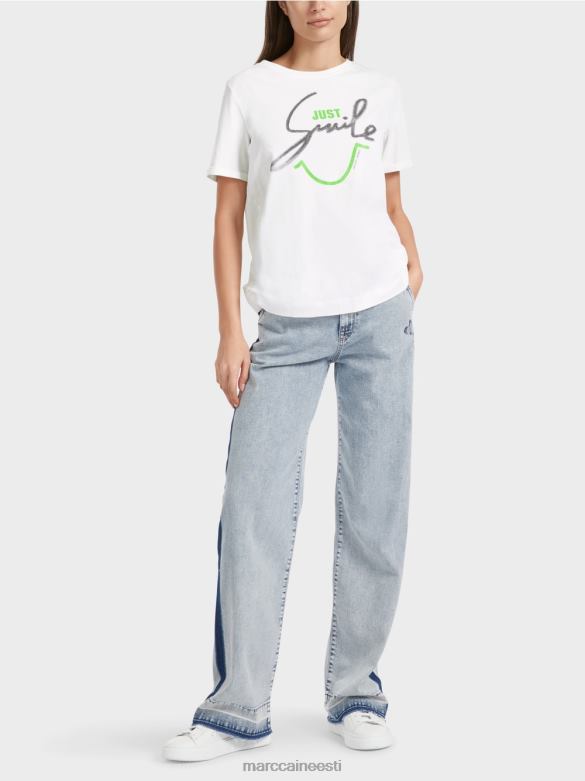 Marc Cain Riietus "mõtle koos ümber" säraga t-särk J8DT1304 määrdunudvalge