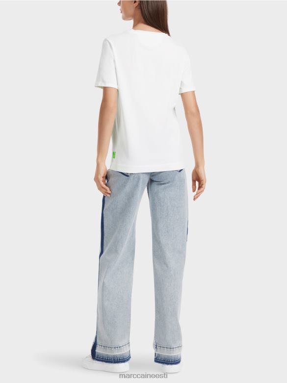 Marc Cain Riietus \"mõtle koos ümber\" säraga t-särk J8DT1304 määrdunudvalge