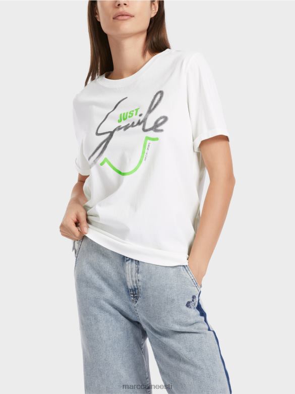 Marc Cain Riietus \"mõtle koos ümber\" säraga t-särk J8DT1304 määrdunudvalge