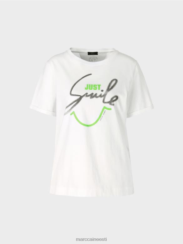 Marc Cain Riietus \"mõtle koos ümber\" säraga t-särk J8DT1304 määrdunudvalge