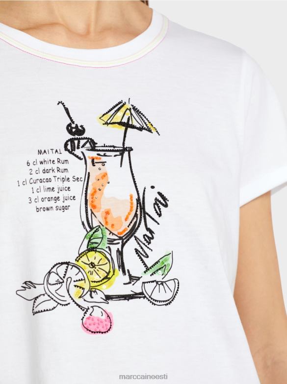 Marc Cain Riietus mai tai retseptitrükiga t-särk J8DT1385 valge