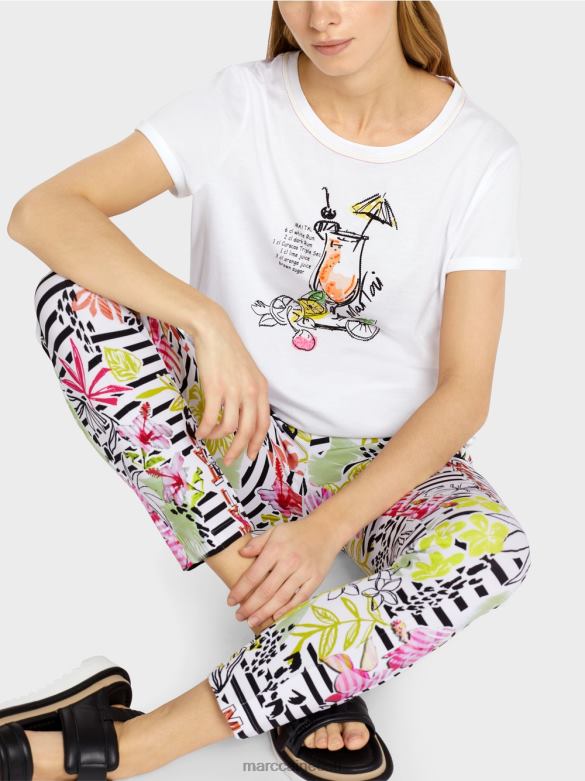 Marc Cain Riietus mai tai retseptitrükiga t-särk J8DT1385 valge