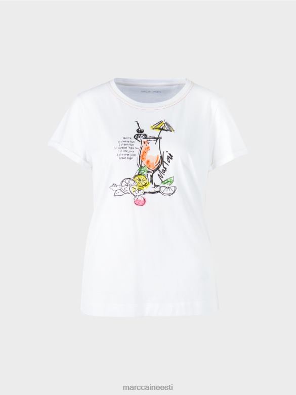 Marc Cain Riietus mai tai retseptitrükiga t-särk J8DT1385 valge