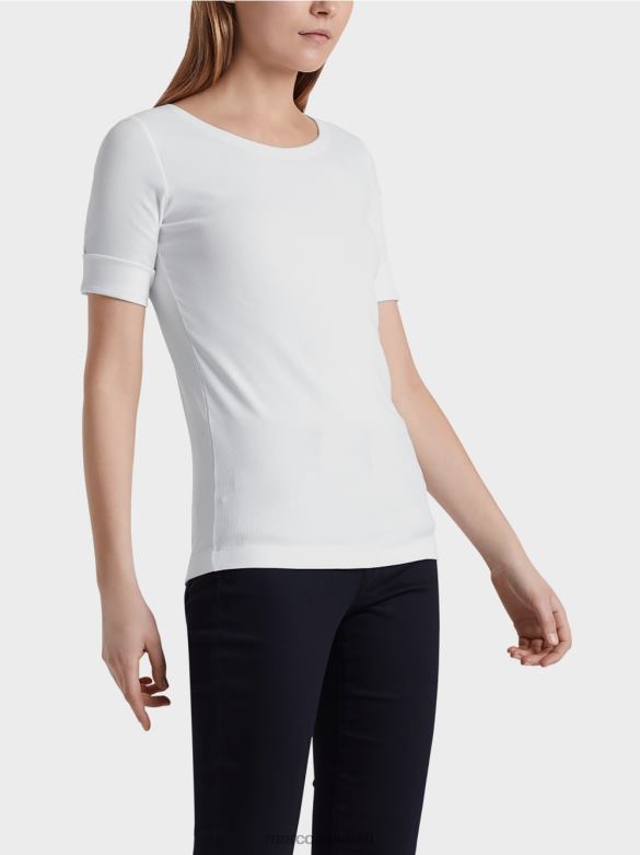 Marc Cain Riietus ümara kraega lühikeste varrukatega särk J8DT1469 valge