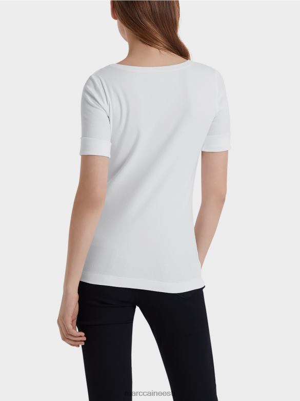 Marc Cain Riietus ümara kraega lühikeste varrukatega särk J8DT1469 valge