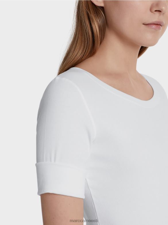 Marc Cain Riietus ümara kraega lühikeste varrukatega särk J8DT1469 valge