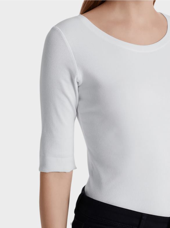 Marc Cain Riietus ümara kraega lühikeste varrukatega särk J8DT1469 valge