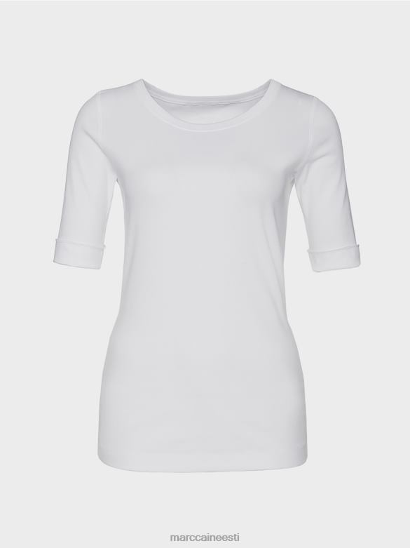 Marc Cain Riietus ümara kraega lühikeste varrukatega särk J8DT1469 valge
