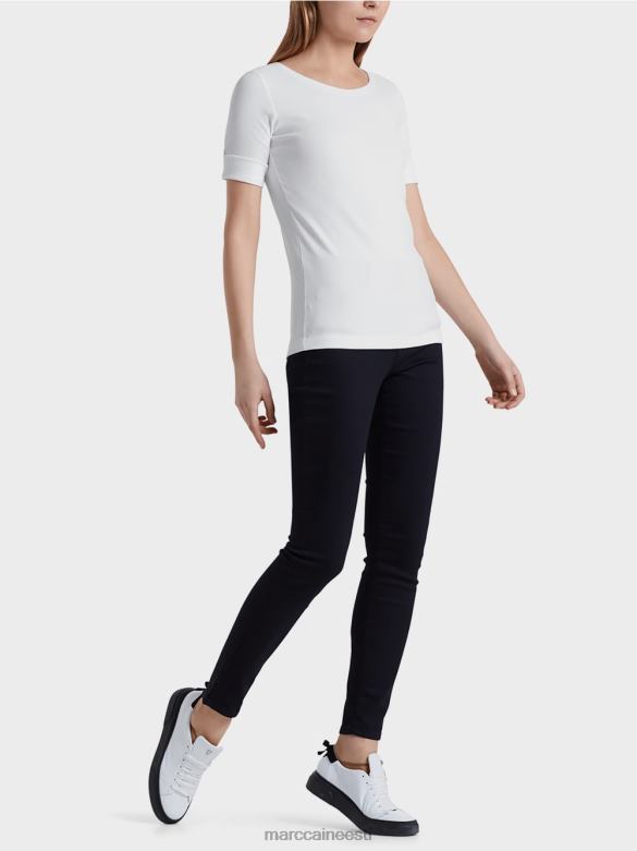 Marc Cain Riietus ümara kraega lühikeste varrukatega särk J8DT1469 valge