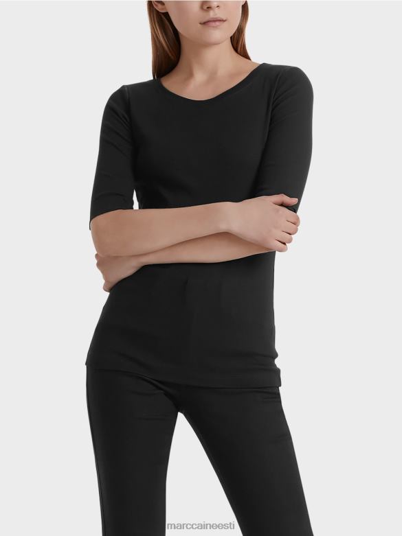 Marc Cain Riietus ümara kraega lühikeste varrukatega särk J8DT1480 must