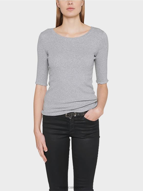 Marc Cain Riietus ümara kraega lühikeste varrukatega särk J8DT1488 hall